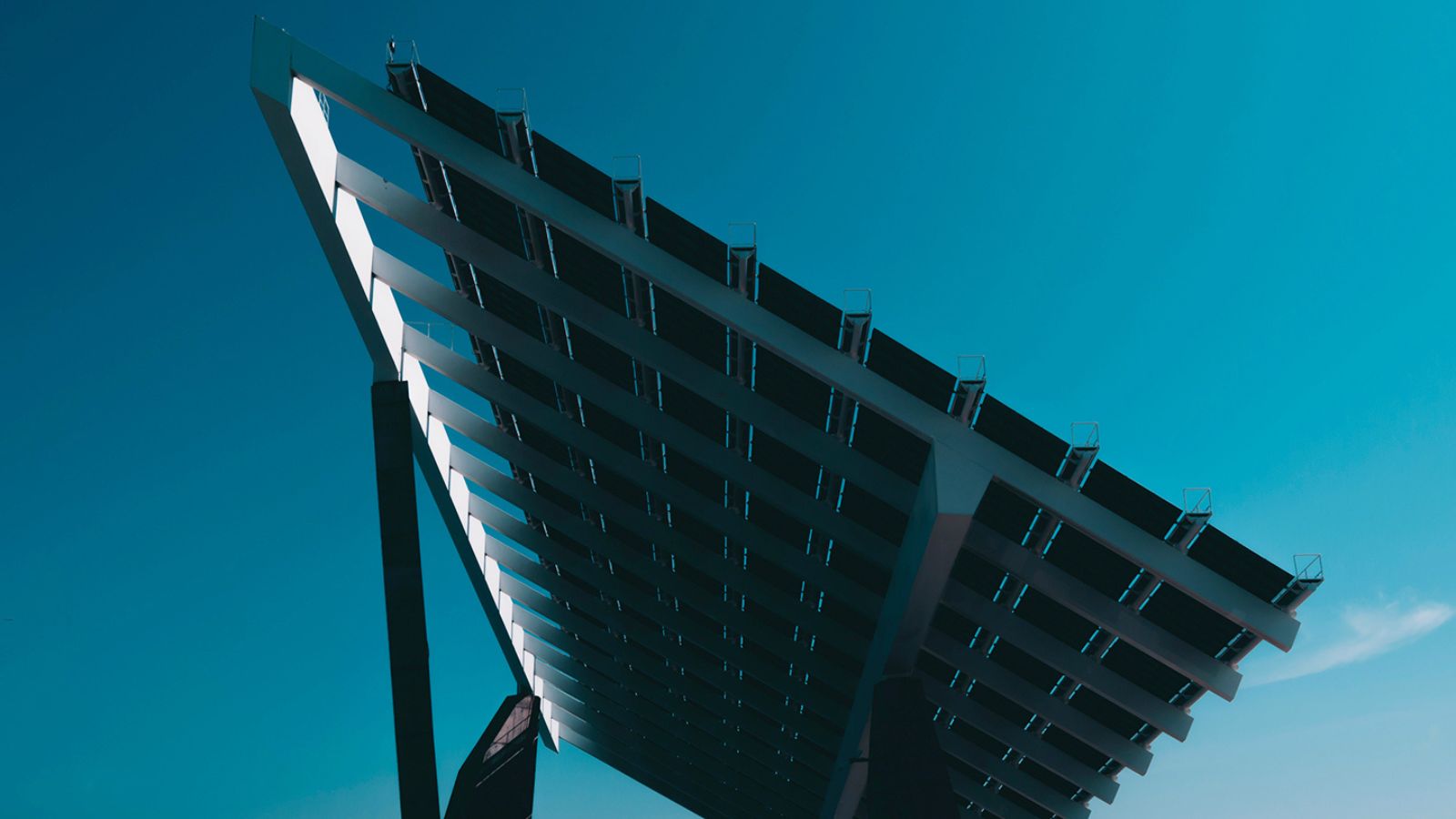Glass towers reflecting the sky